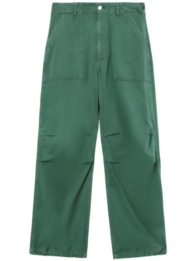 Elasticated Ankles Tapered Trousers In Green Product Image