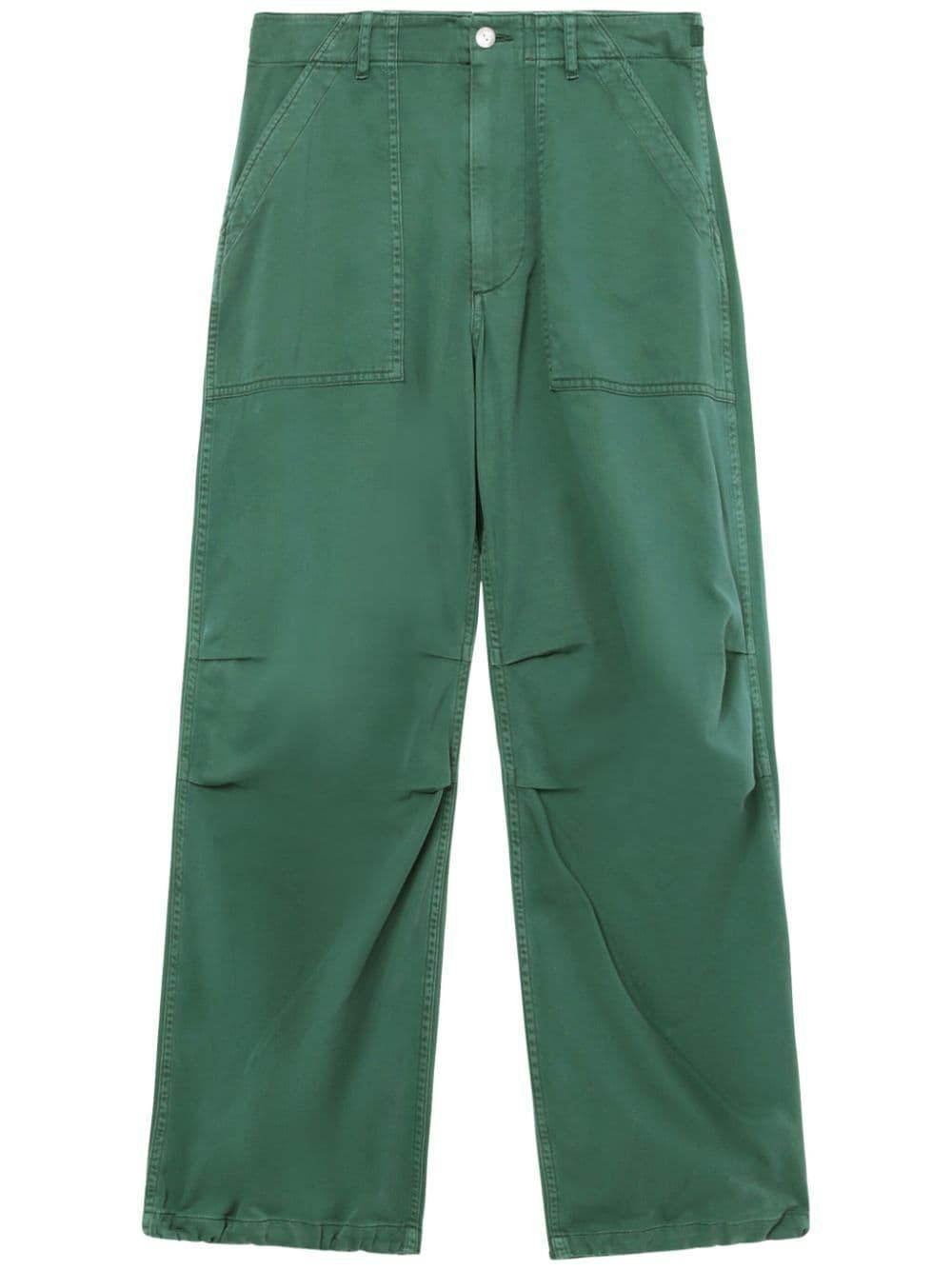 Elasticated Ankles Tapered Trousers In Green Product Image