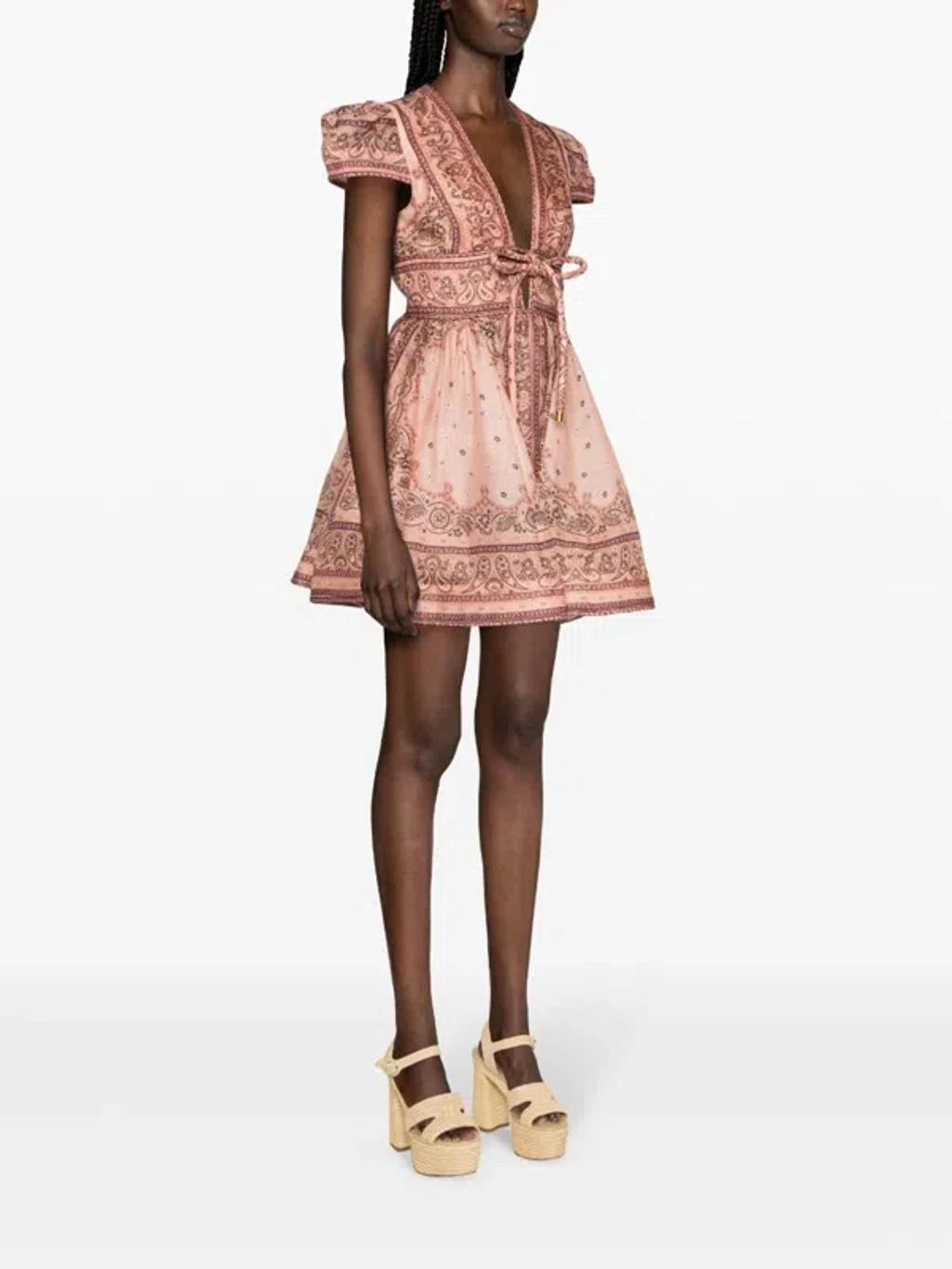 ZIMMERMANN Dress With Bow In Pink Product Image