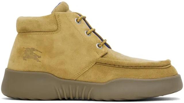 BURBERRY Beige Suede Log Boots In Manilla Product Image