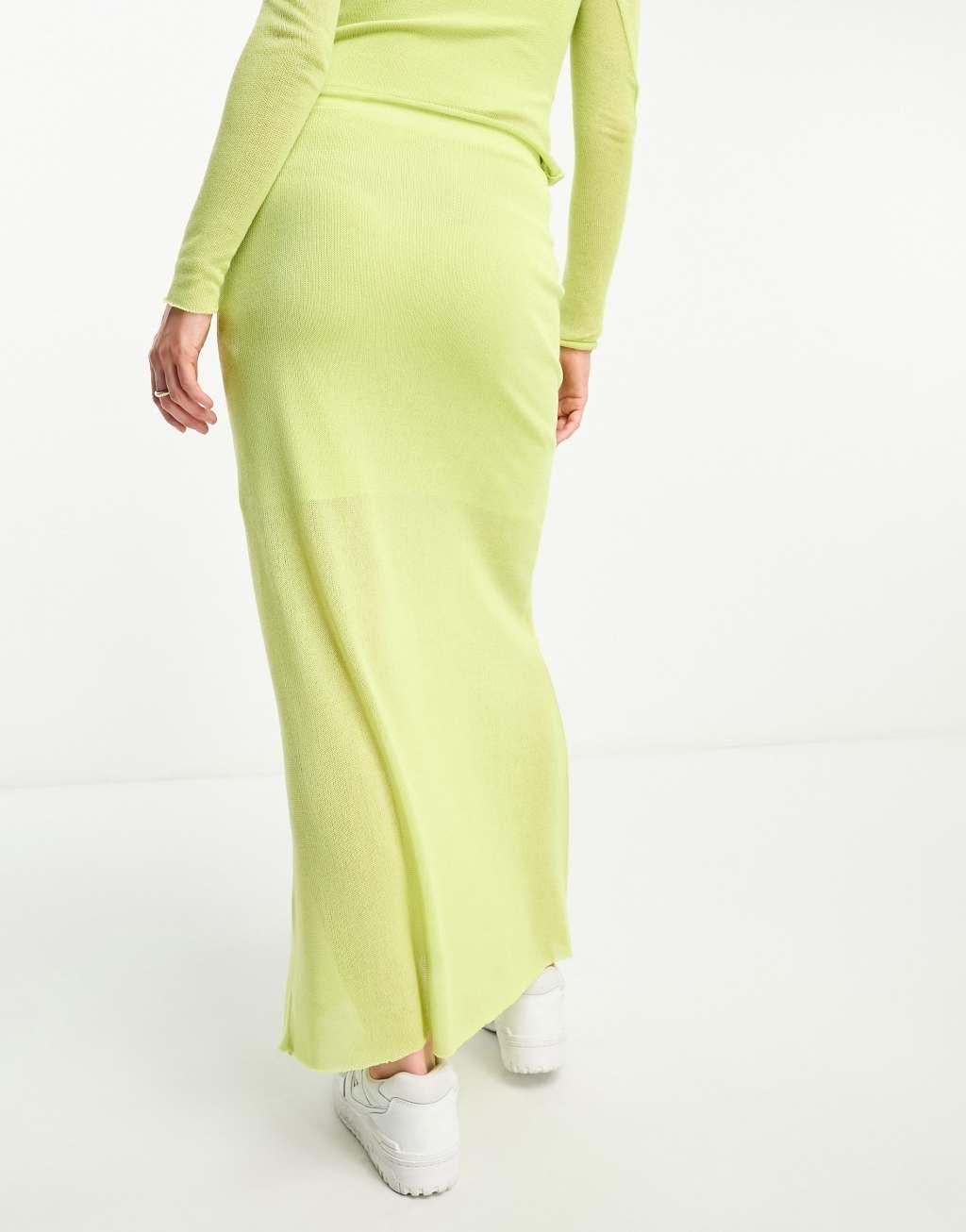 COLLUSION knit column maxi skirt in green Product Image