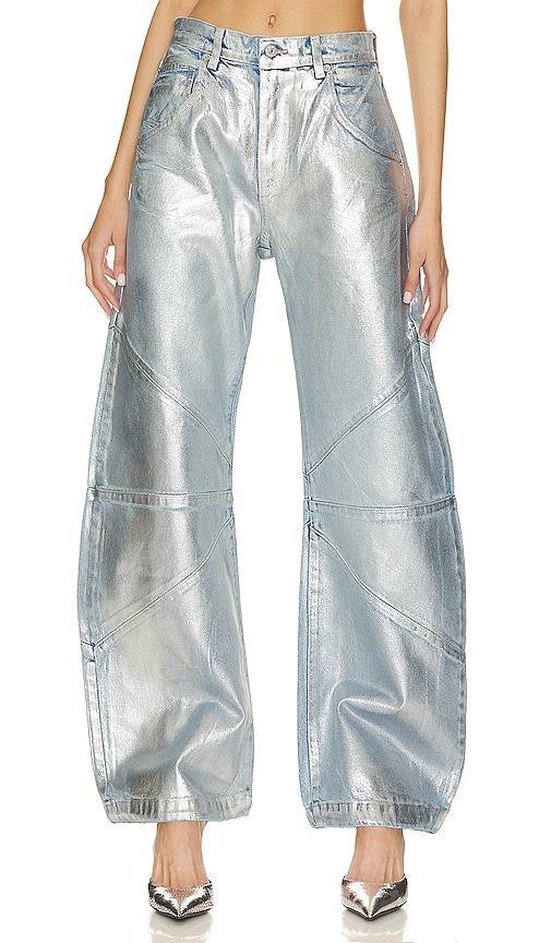 Womens Frederic Foil High-Rise Seamed Bow-Leg Jeans Product Image