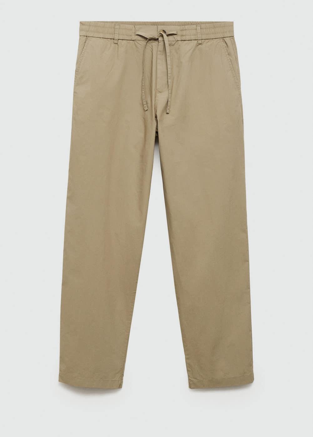 MANGO MAN - Drawstring cotton trousers mink greyMen Product Image