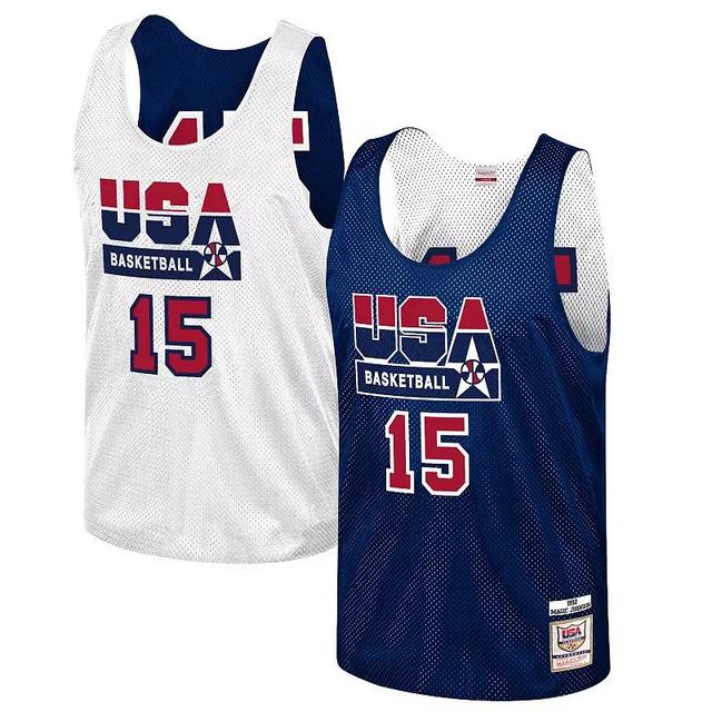 Mens Mitchell & Ness Magic Johnson USA Basketball Training 1992 Dream Team Authentic Reversible Practice Jersey Blue Product Image