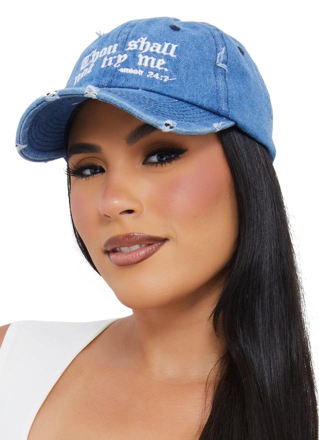 Thou Shall Not Try Me Distressed Baseball Cap Female Product Image