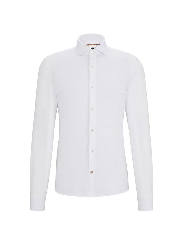 Mens Casual Fit Long Sleeved Shirt in Cotton Jersey Product Image