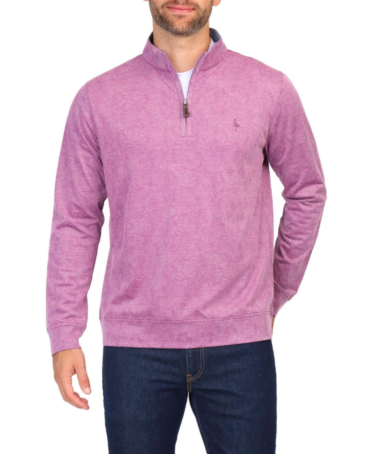 Tailorbyrd Mens Tonal Tropical Print Pique Quarter Zip Product Image