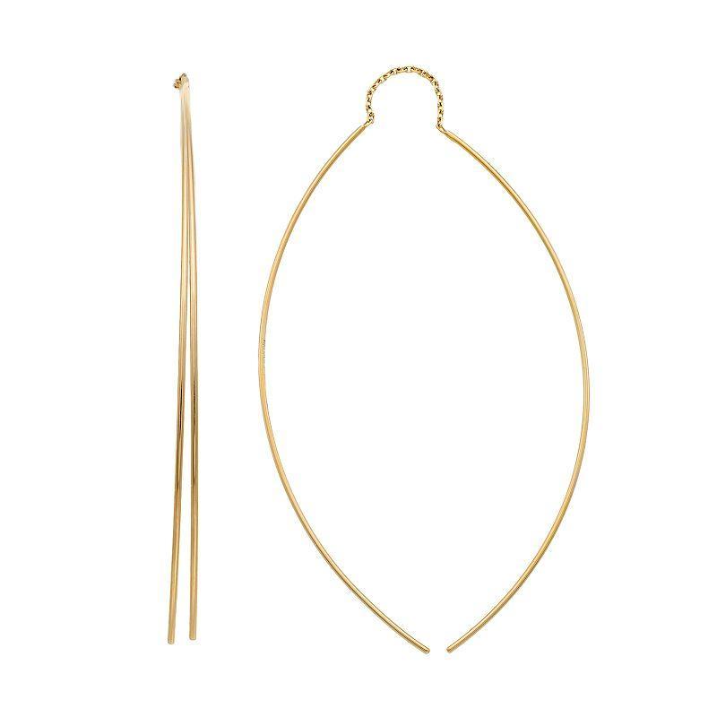 14k Gold Curved Threader Earrings, Womens Product Image