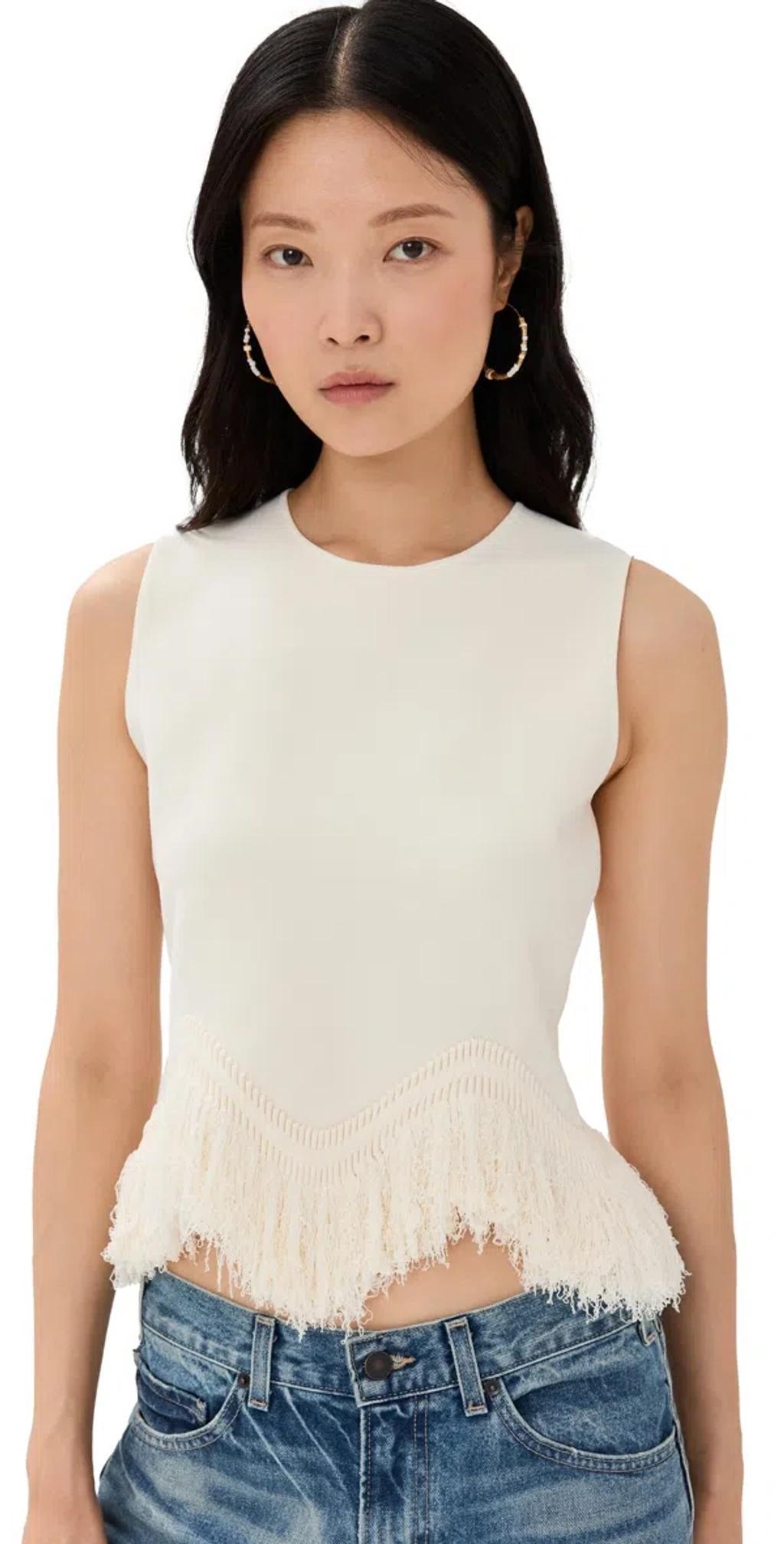 ULLA JOHNSON Koa Fringed Top In Pristine product image