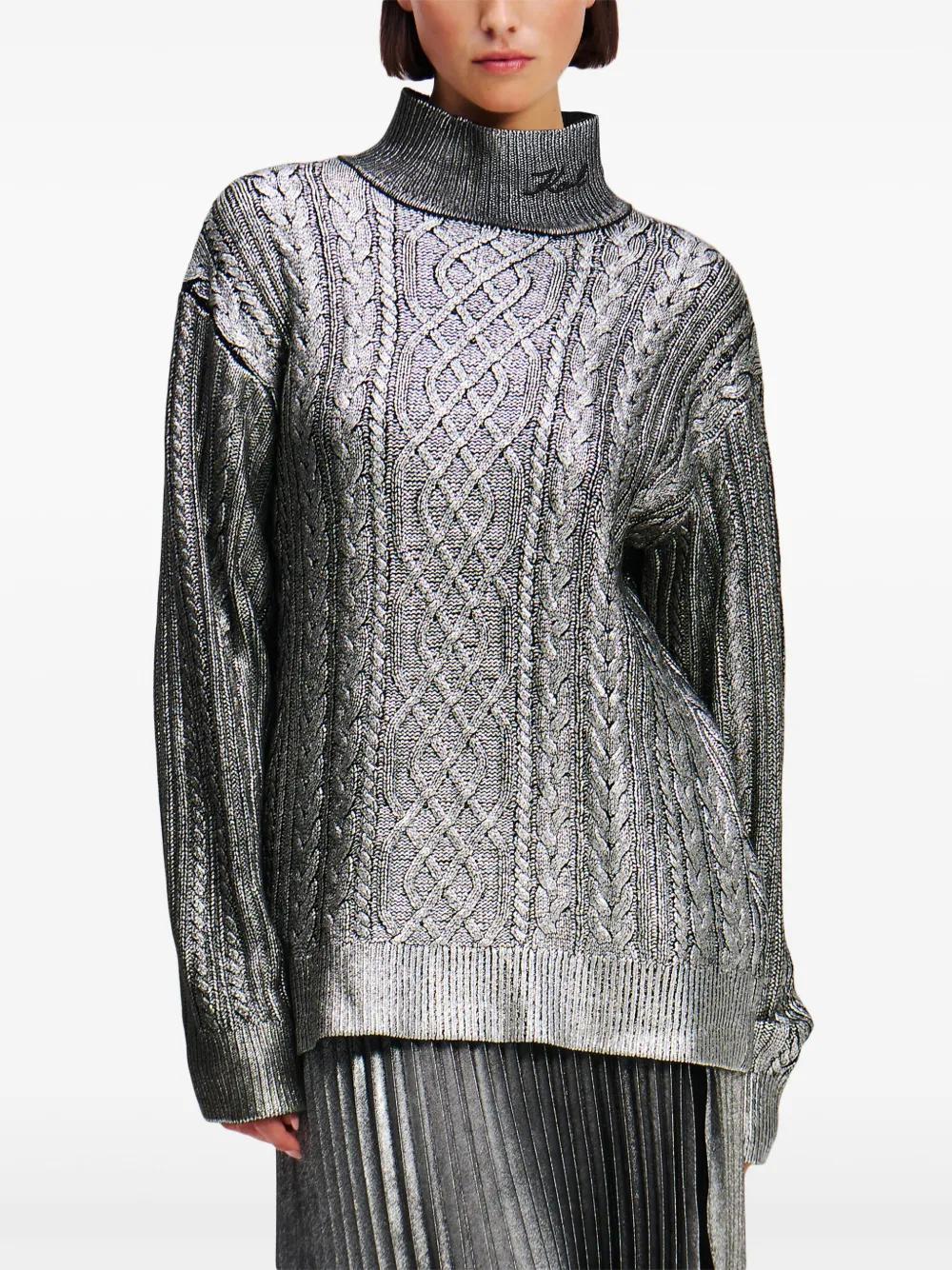 metallic cable-knit jumper Product Image