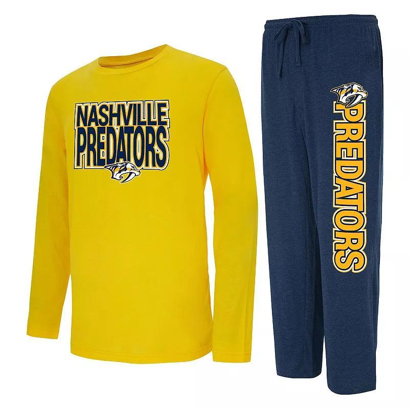 Mens Concepts Sport Navy Nashville Predators Meter Long Sleeve T-shirt and Pants Sleep Set - Navy Product Image