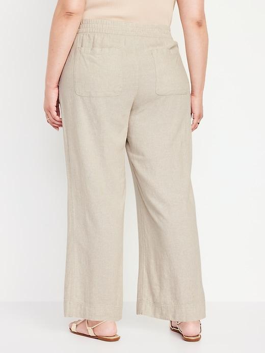 High-Waisted Linen-Blend Wide-Leg Pants Product Image