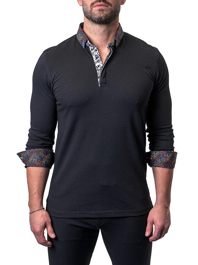 Maceoo Newton Solid Dark Grey Long Sleeve Polo Product Image