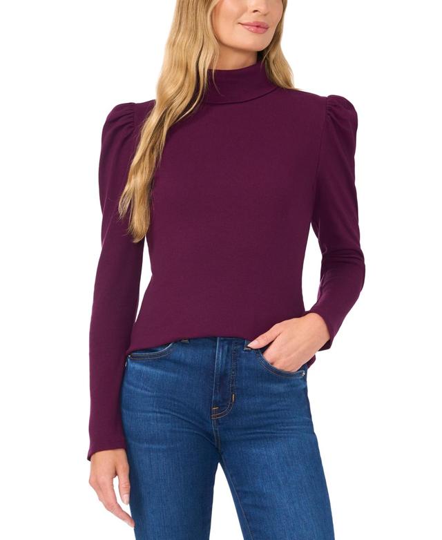 CeCe Womens Puff-Shoulder Long-Sleeve Turtleneck Top Product Image