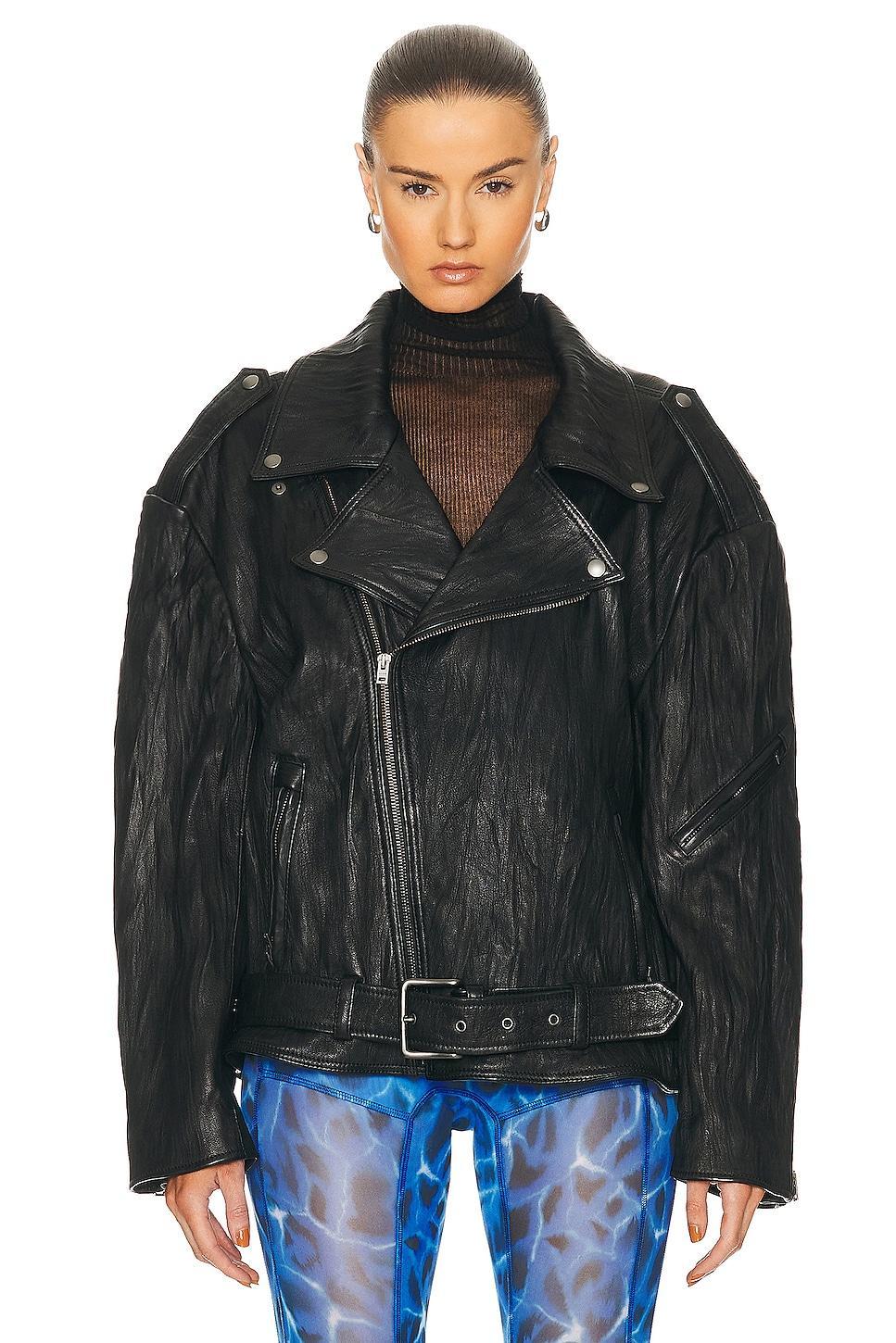 Acne Studios Oversized Leather Jacket Brown. (also in 36, 38). Product Image