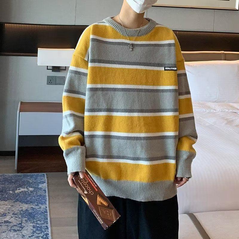 Crew Neck Color Block Sweater Product Image