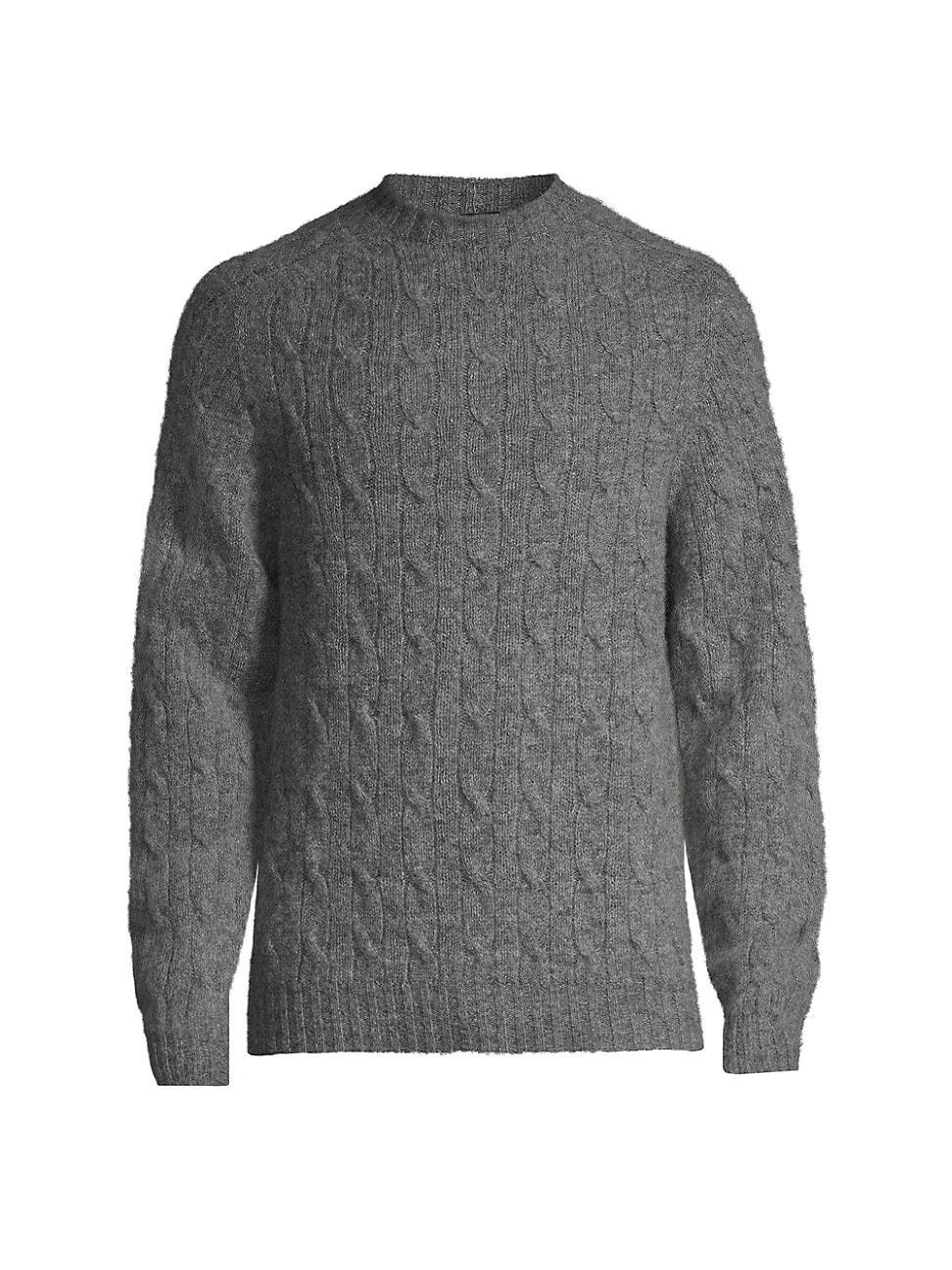 Mens Shetland Wool Cable-Knit Sweater Product Image