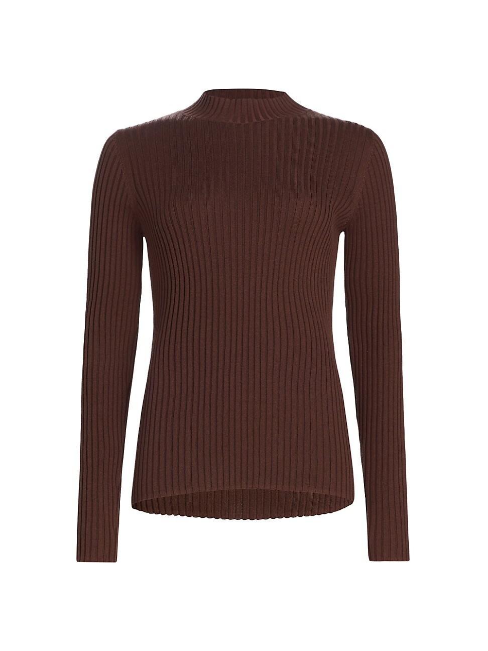 Womens Silk & Cotton Rib-Knit Mockneck product image