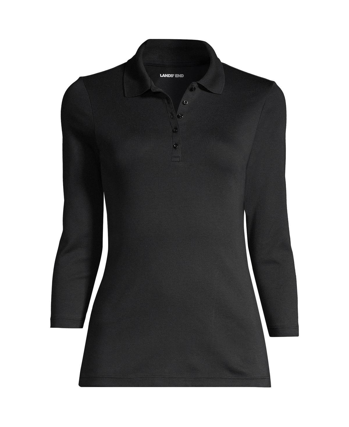 Lands End Womens 3/4 Sleeve Supima Cotton Polo Shirt Product Image