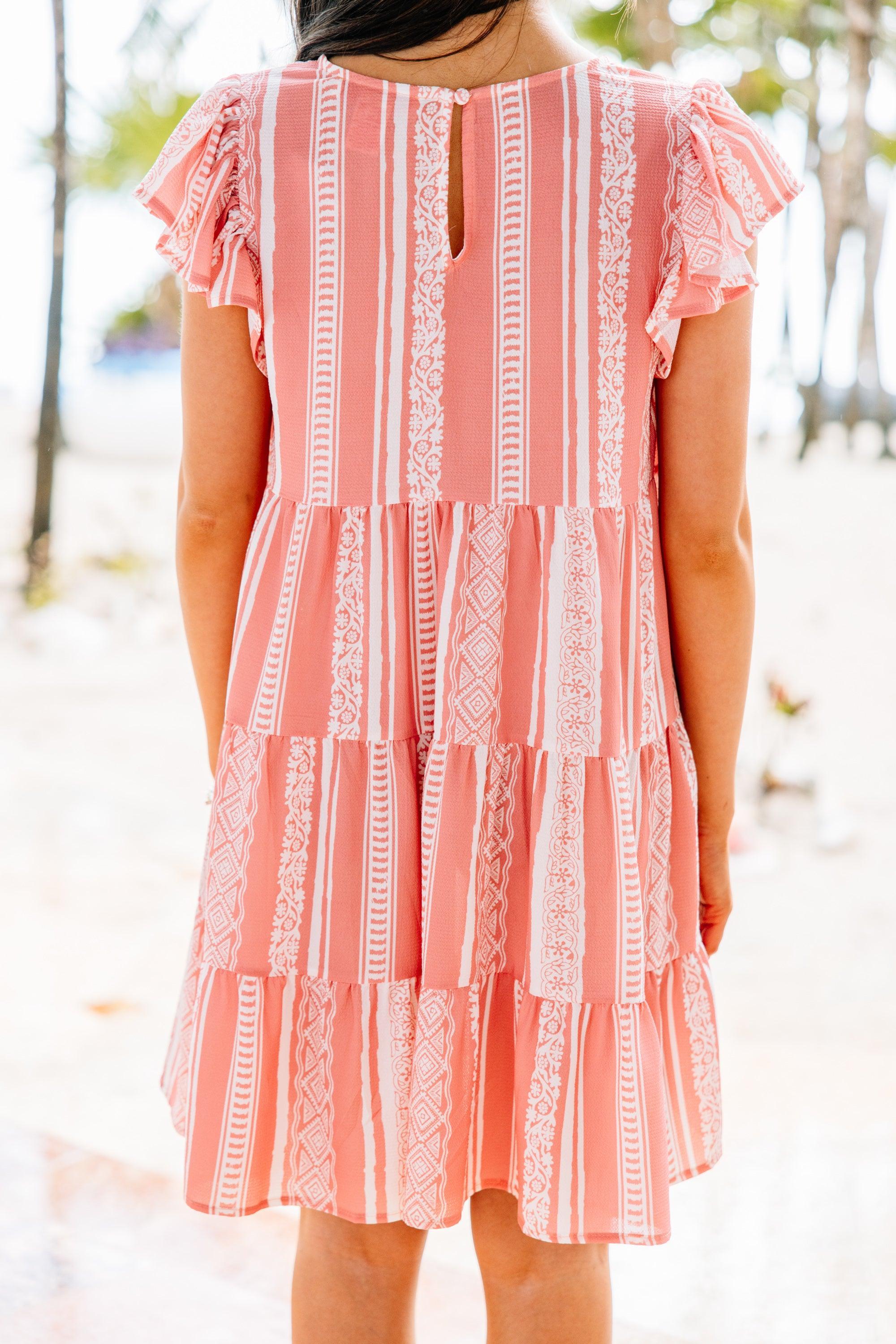 Just A Feeling Rose Pink Aztec Striped Dress Female Product Image