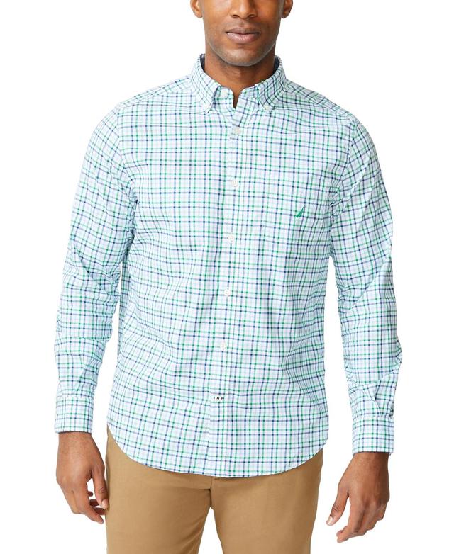 Nautica Mens Classic-Fit Long-Sleeve Gingham Check Poplin Shirt Product Image