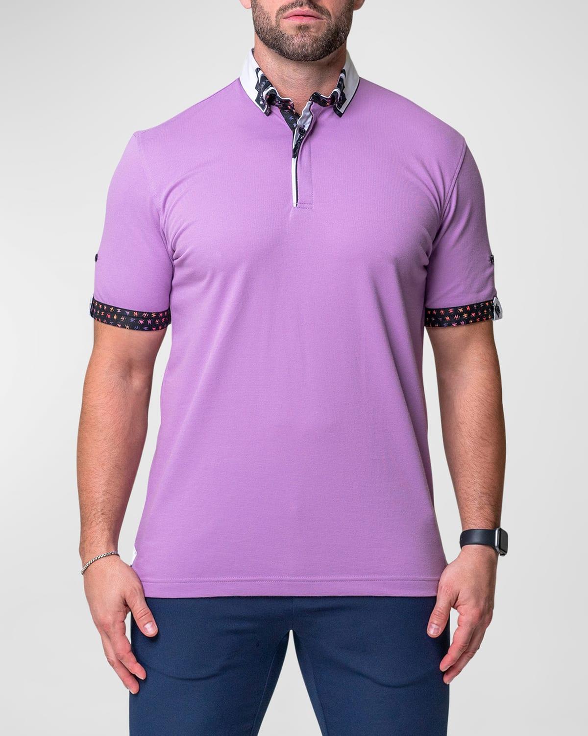 Maceoo Mozart Solid Peace Purple Piqu Button-Down Polo Product Image