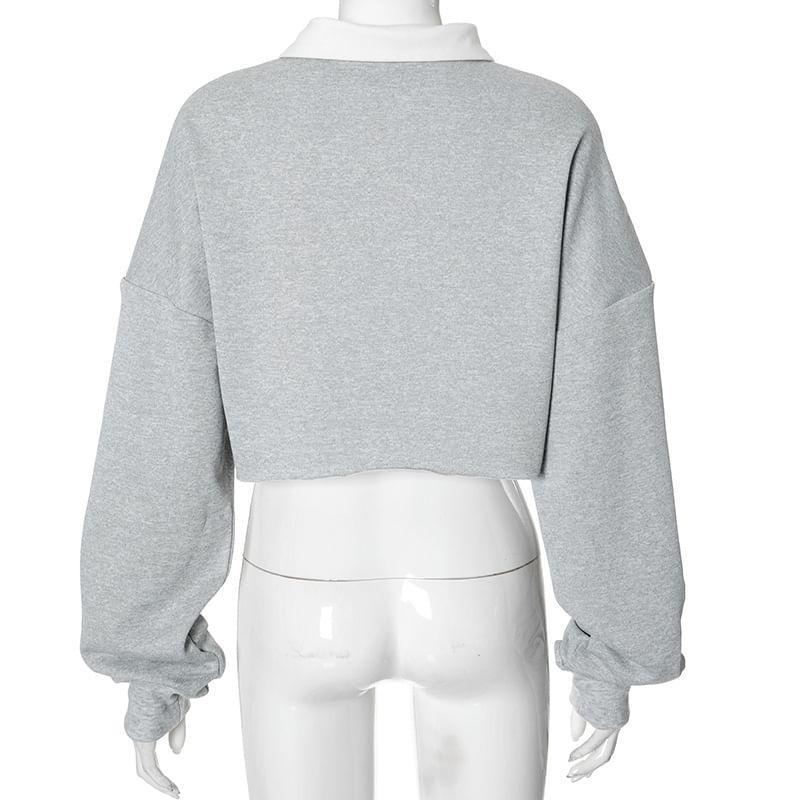 Contrast Collar Crop Pullover Product Image