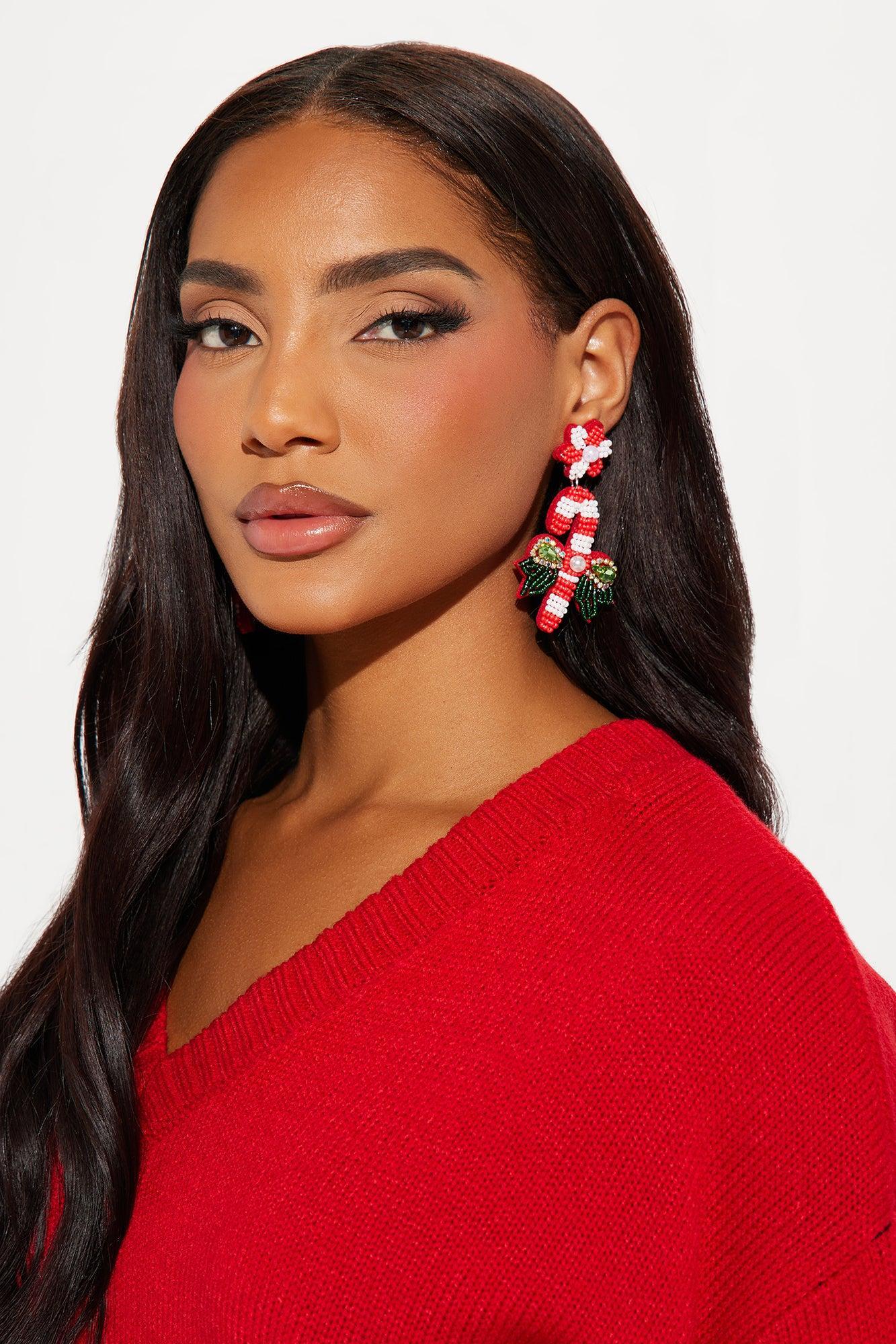 Candycane Lane Drop Earrings  - Multi Color Product Image