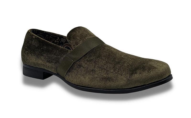 (Size 12) Olive Solid Velvet Loafer Product Image