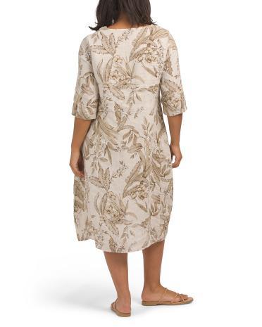 Floral Linen Dress With Pockets for Women Product Image