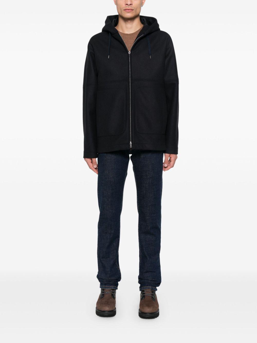 HERNO Twill Hooded Jacket In Blue Product Image