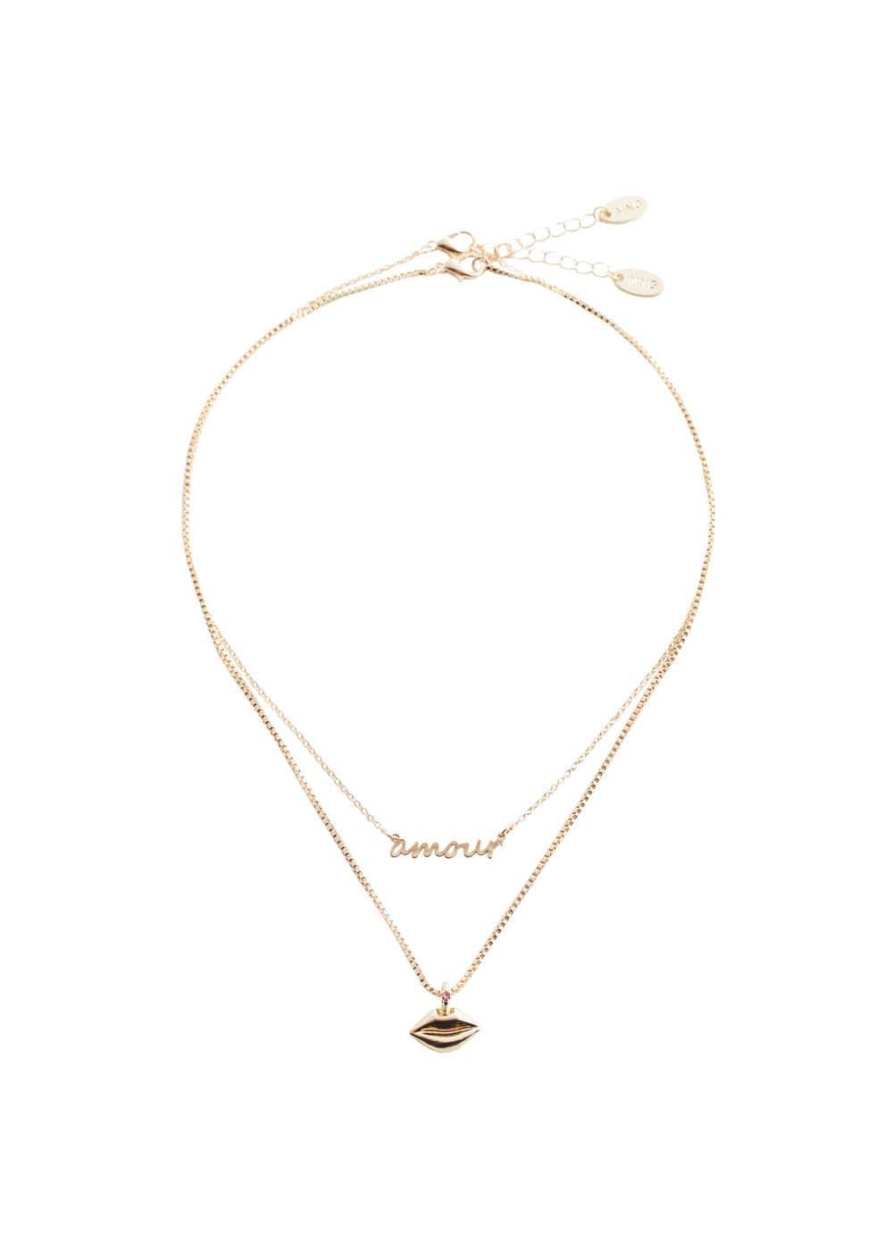 MANGO - Lips double necklace - One size - Women Product Image