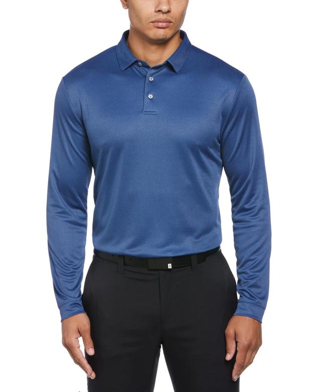 Pga Tour Mens Mini Jacquard Long Sleeve Golf Polo Shirt Product Image