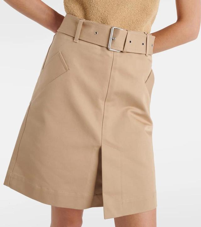 Belted Cotton Miniskirt In 125 Fawn Product Image