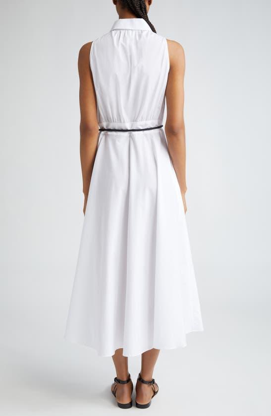 Adepto Sleeveless Cotton Poplin Shirtdress In Optical White Product Image