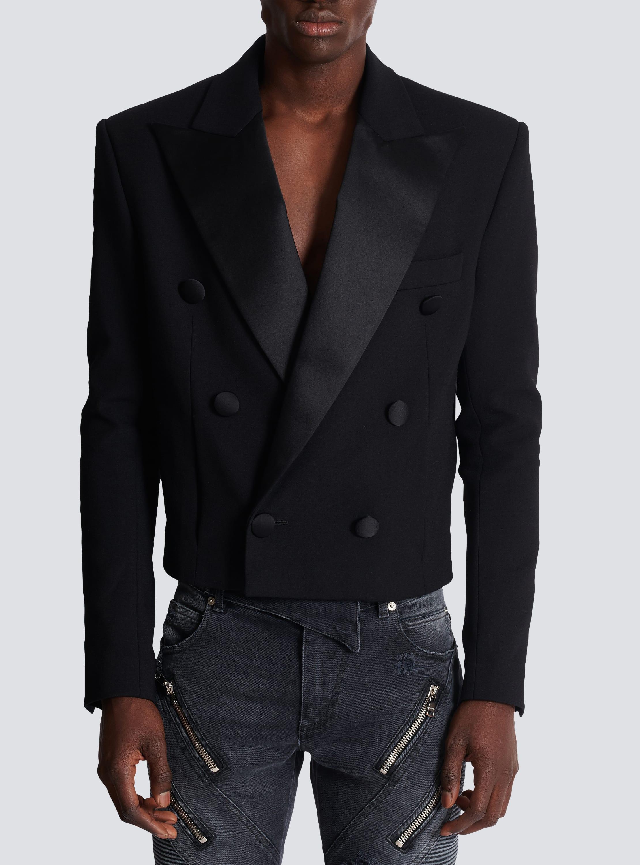 Cropped double crepe jacket Product Image