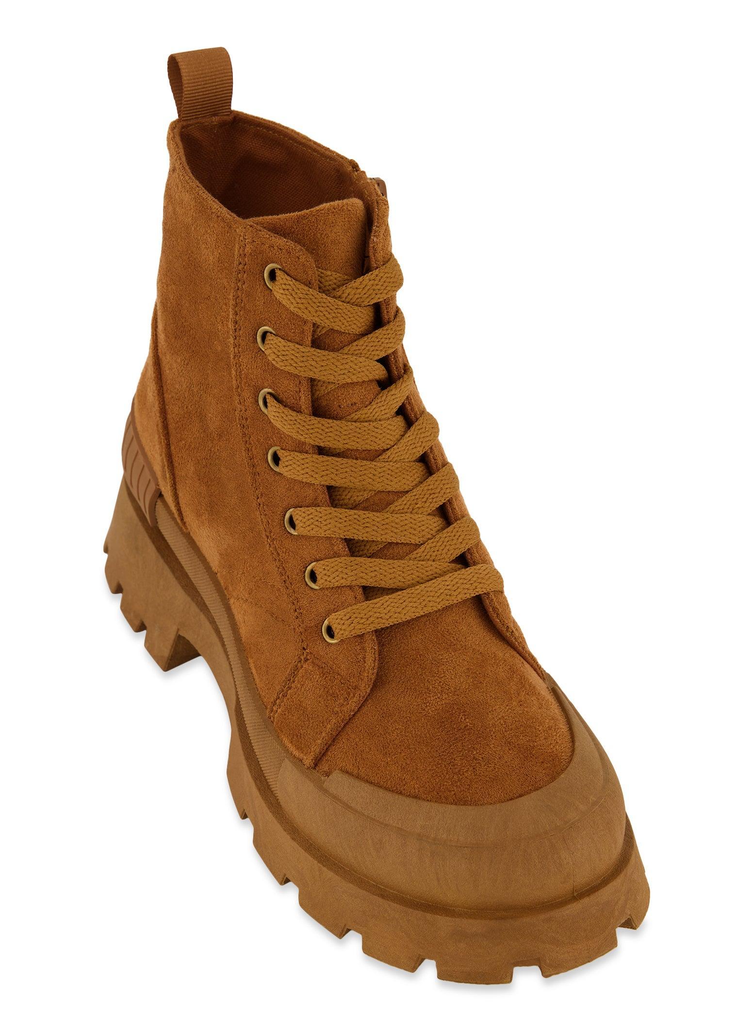 Womens Canvas Cap Toe Detail Combat Boots Product Image