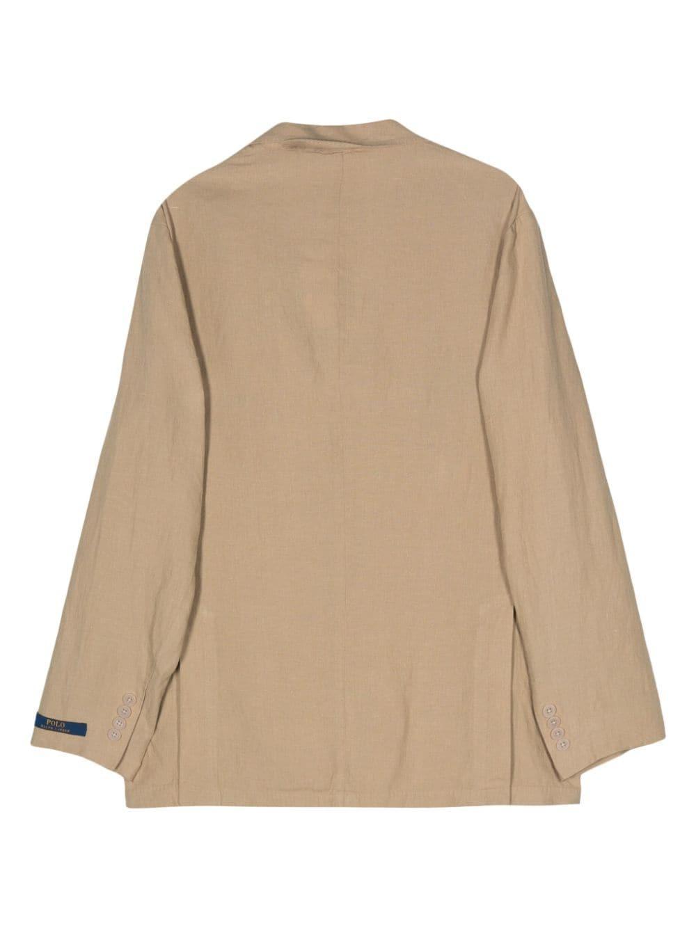 Single-breasted Linen Blazer In Neutrals Product Image