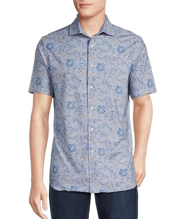 Cremieux Blue Label Stretch Jersey Paisley Short Sleeve Coatfront Shirt Product Image