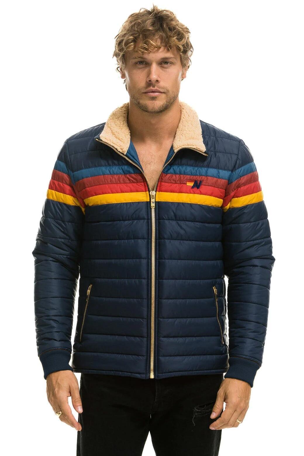 4 STRIPE RAINBOW SLEEVE JACKET - NAVY Male Product Image