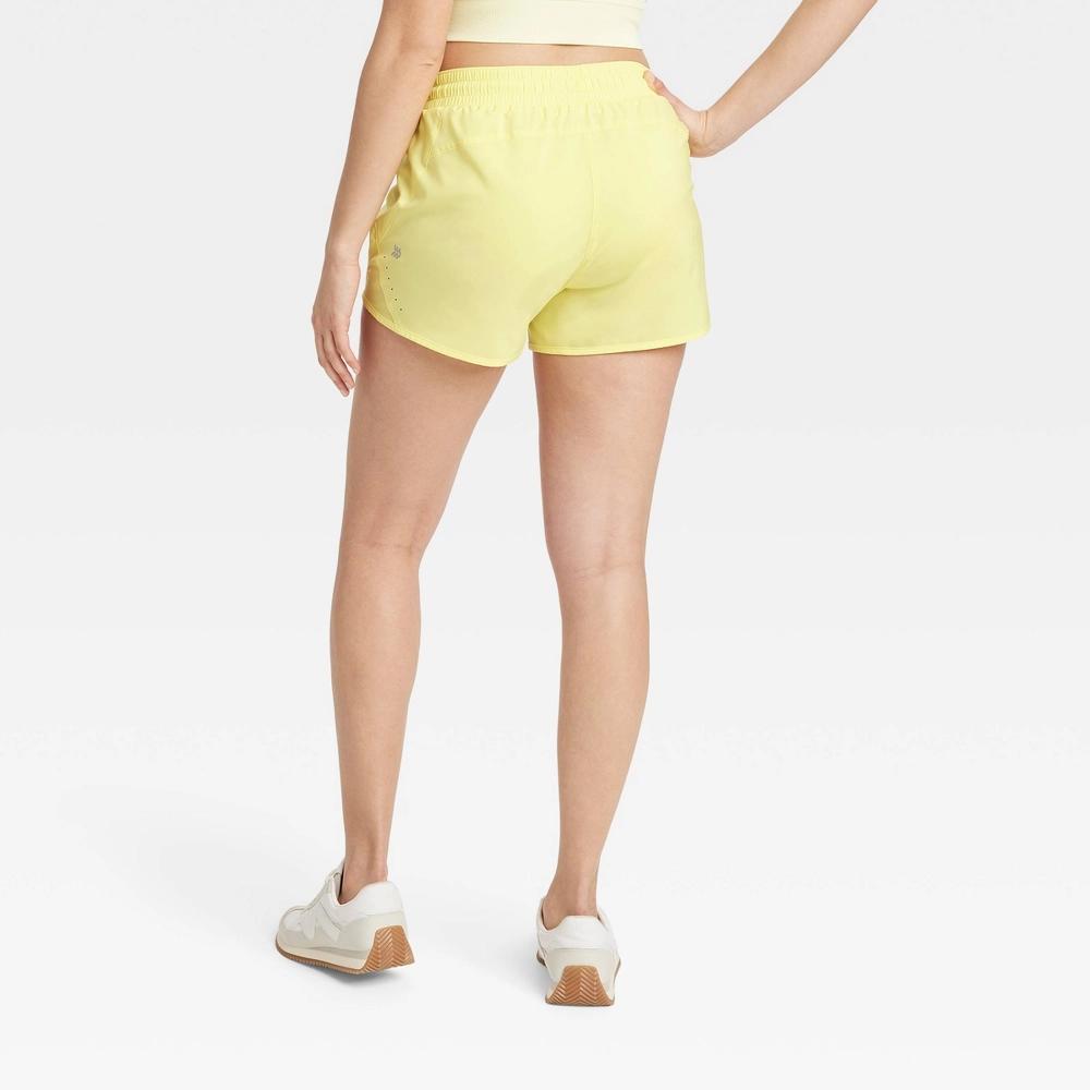 Women's Woven Mid-Rise Run Shorts 3" - All In Motion™ Lemon Yellow S Product Image