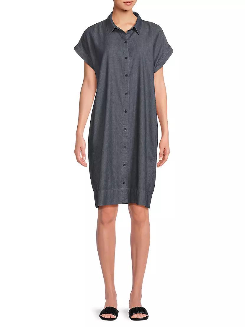 Cotton Cap-Sleeve Mini Shirtdress Product Image