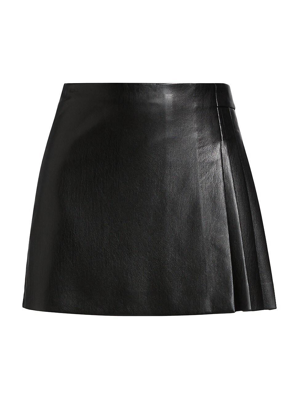 Womens Toni Faux Leather Pleated Miniskirt Product Image