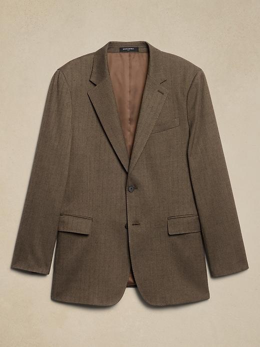 Tailored-Fit Flannel Herringbone Suit Jacket Product Image