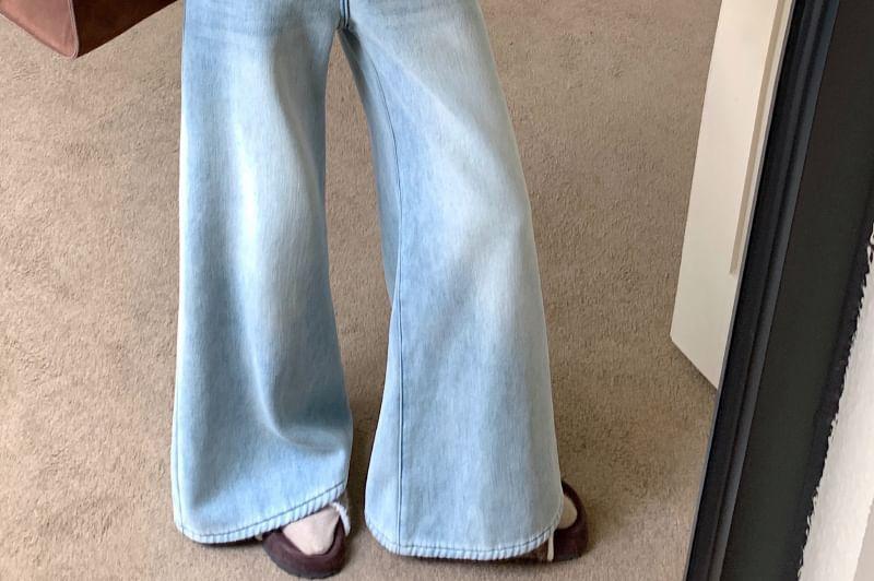 High Waist Washed Wide Leg Jeans Product Image