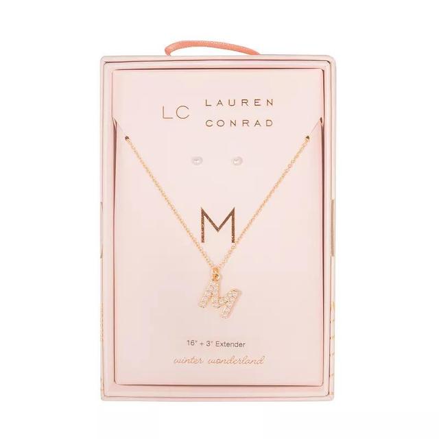 LC Lauren Conrad Simulated Pearl Initial Necklace & Earring Set, Womens, M Initial Product Image