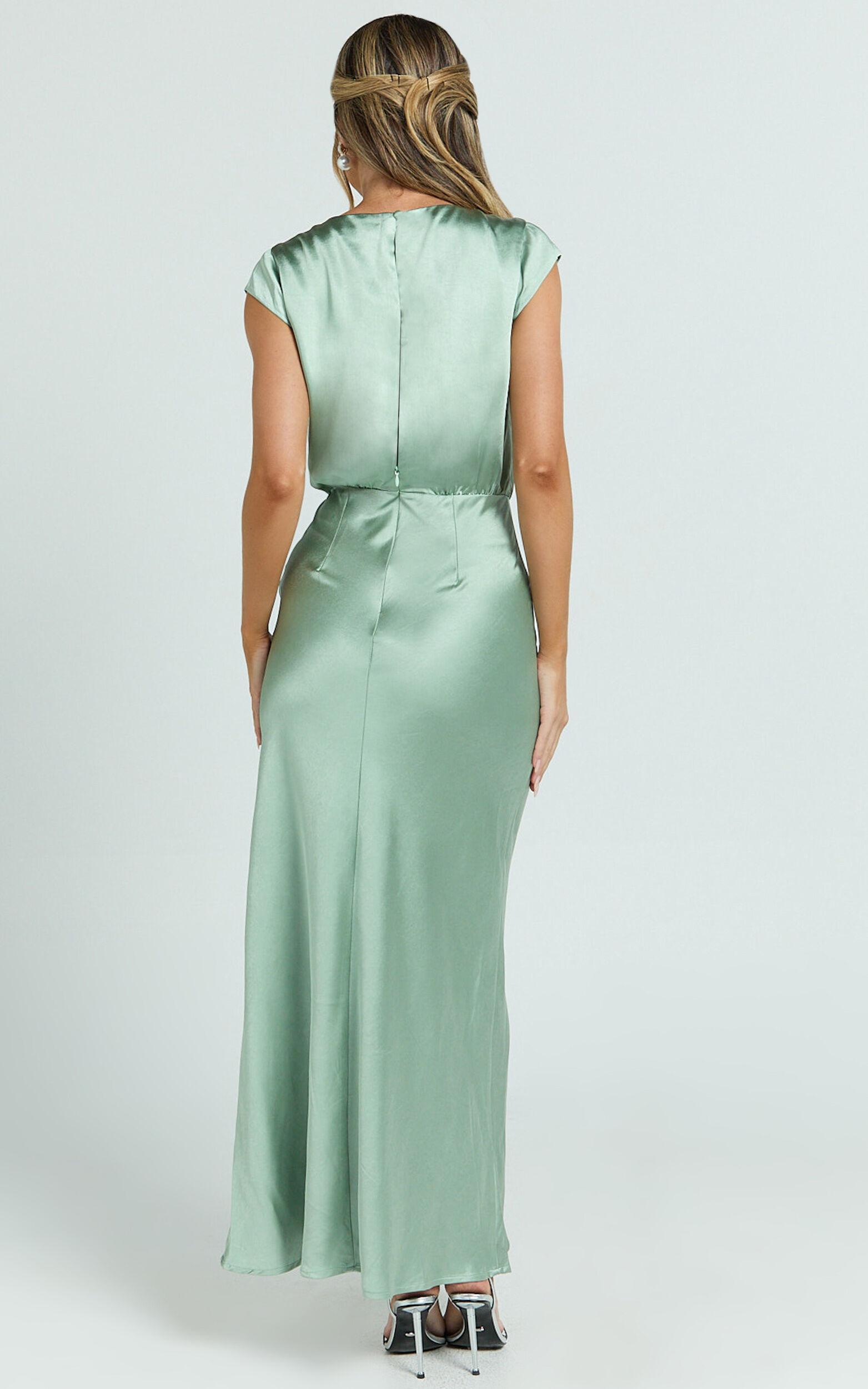 Hailey Maxi Dress - Cap Sleeve V Neck Dress in Sage Product Image