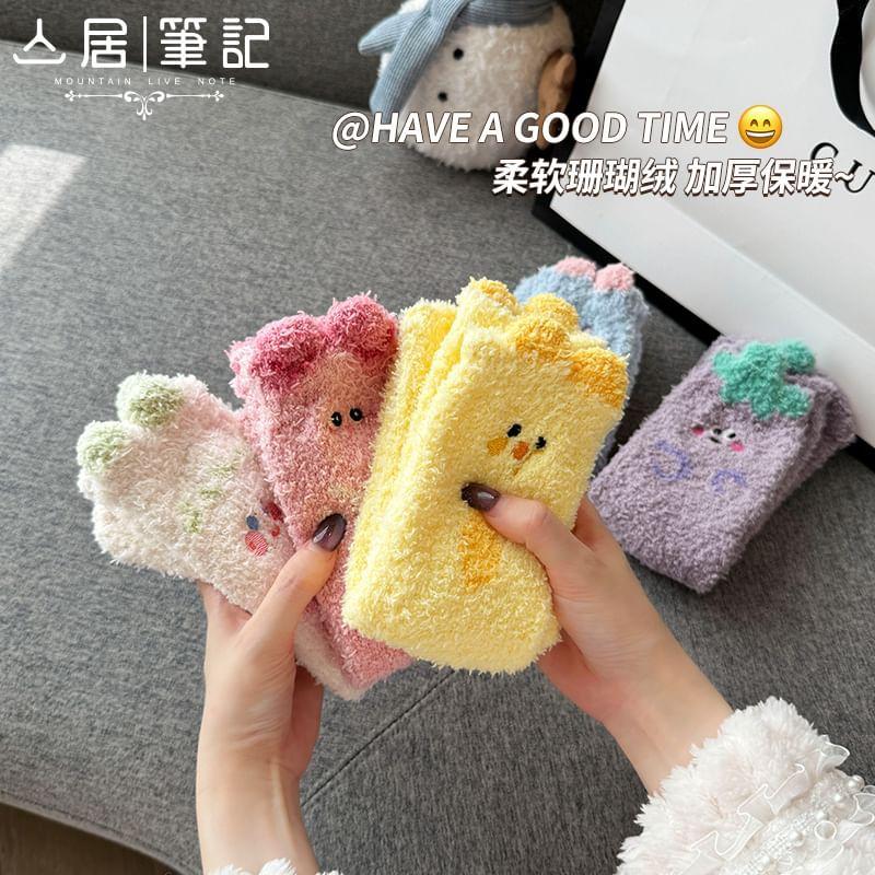 Set of 4 Pairs: Cartoon Fleece Socks Product Image