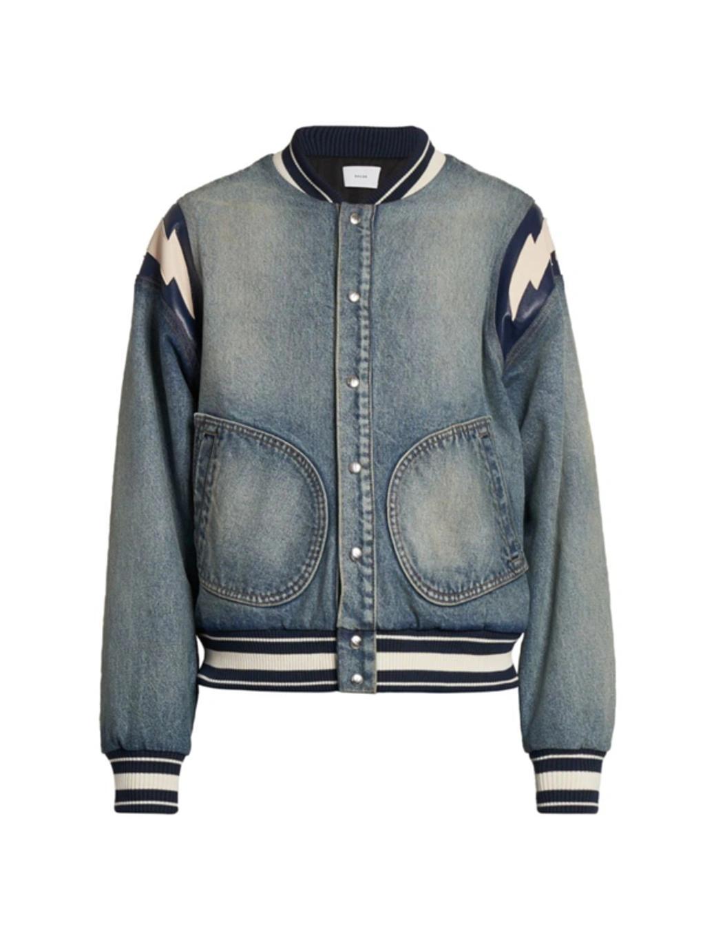 Blue Lightning Bomber Jacket In Dark Indigo Product Image