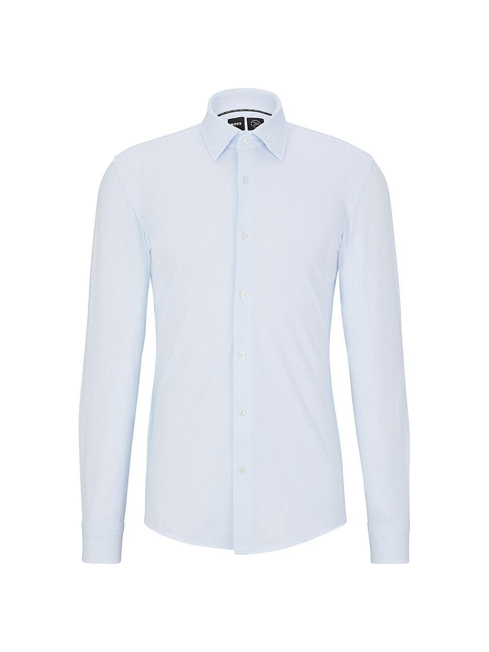 Boss By  Men's Patterned Performance-stretch Slim-fit Dress Shirt In Light,pastel Blue Product Image